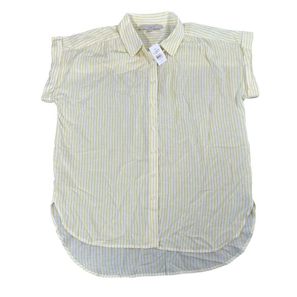 Loft Women's Yellow Striped Dolman Shirt Size S - Picture 2 of 6
